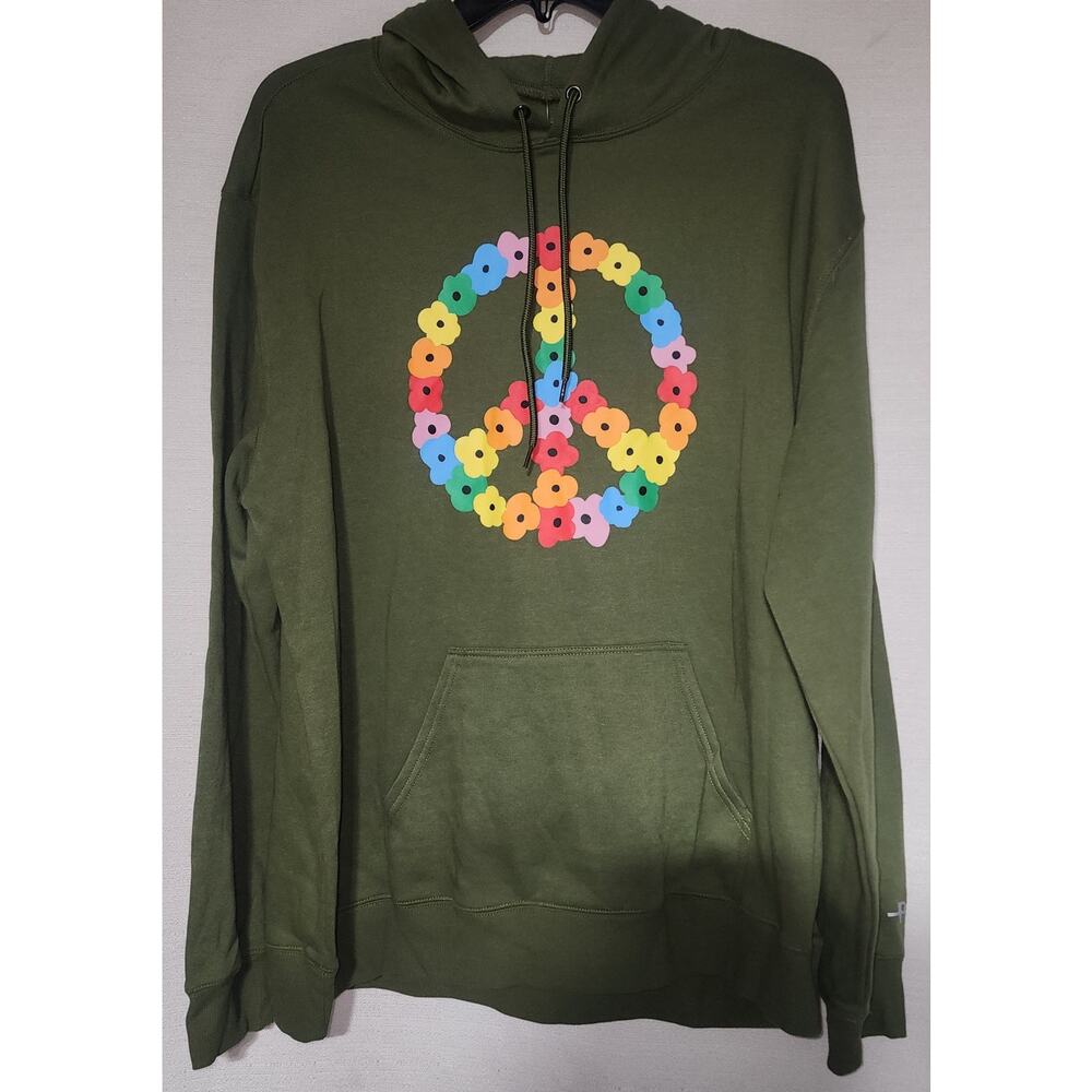 The phluid project peace sign green hoodie women's large